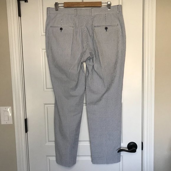 Tommy Hilfiger Mens Seersucker Dress Pants Blue White Striped Cotton Blend 36X30 - Picture 3 of 8